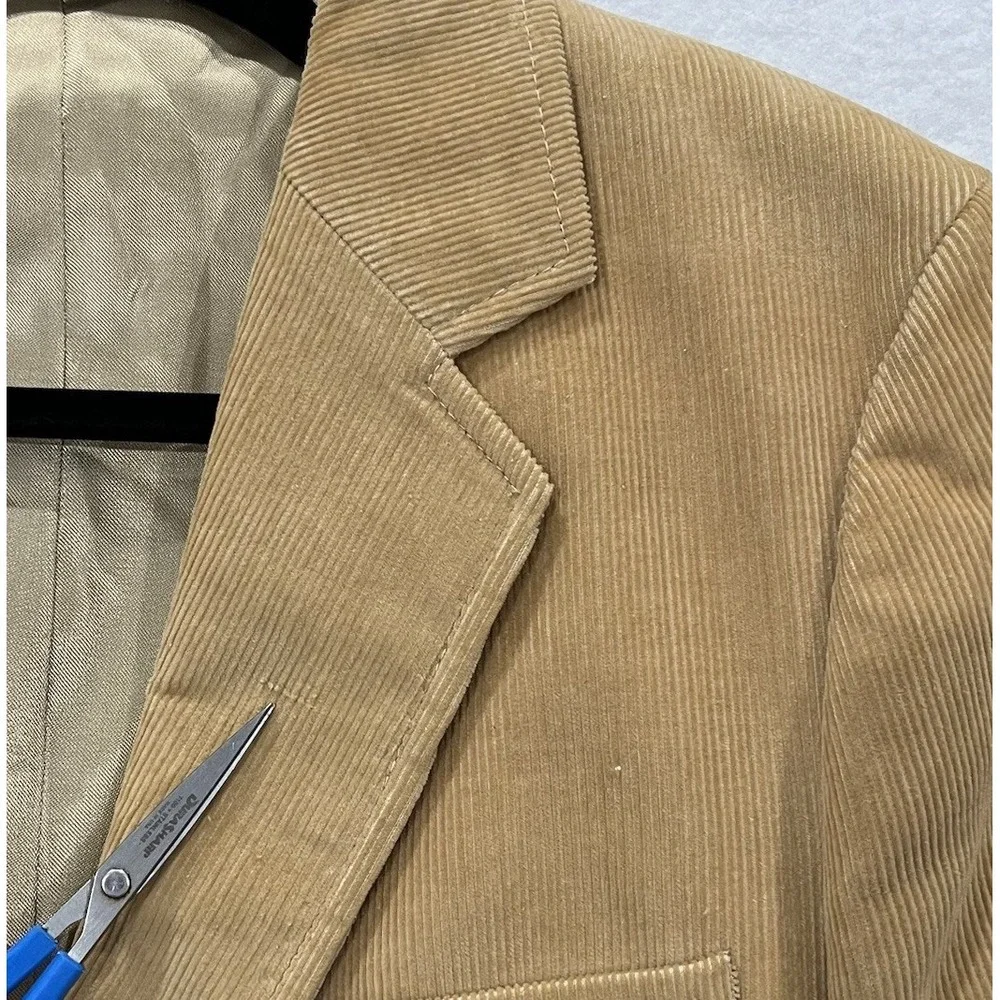 1970s Vintage Corduroy Blazer Vest Set 40R Tan  Preppy  Sport Coat Retro Classic